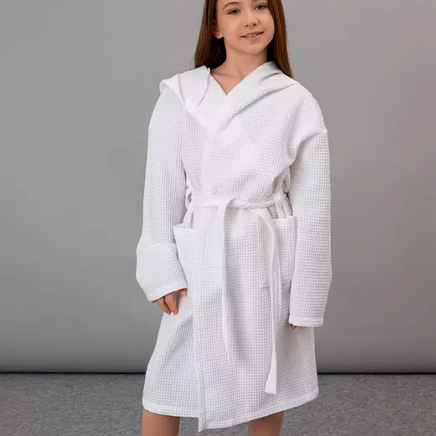 Халат вафельный с капюшоном детский 250 г/м²