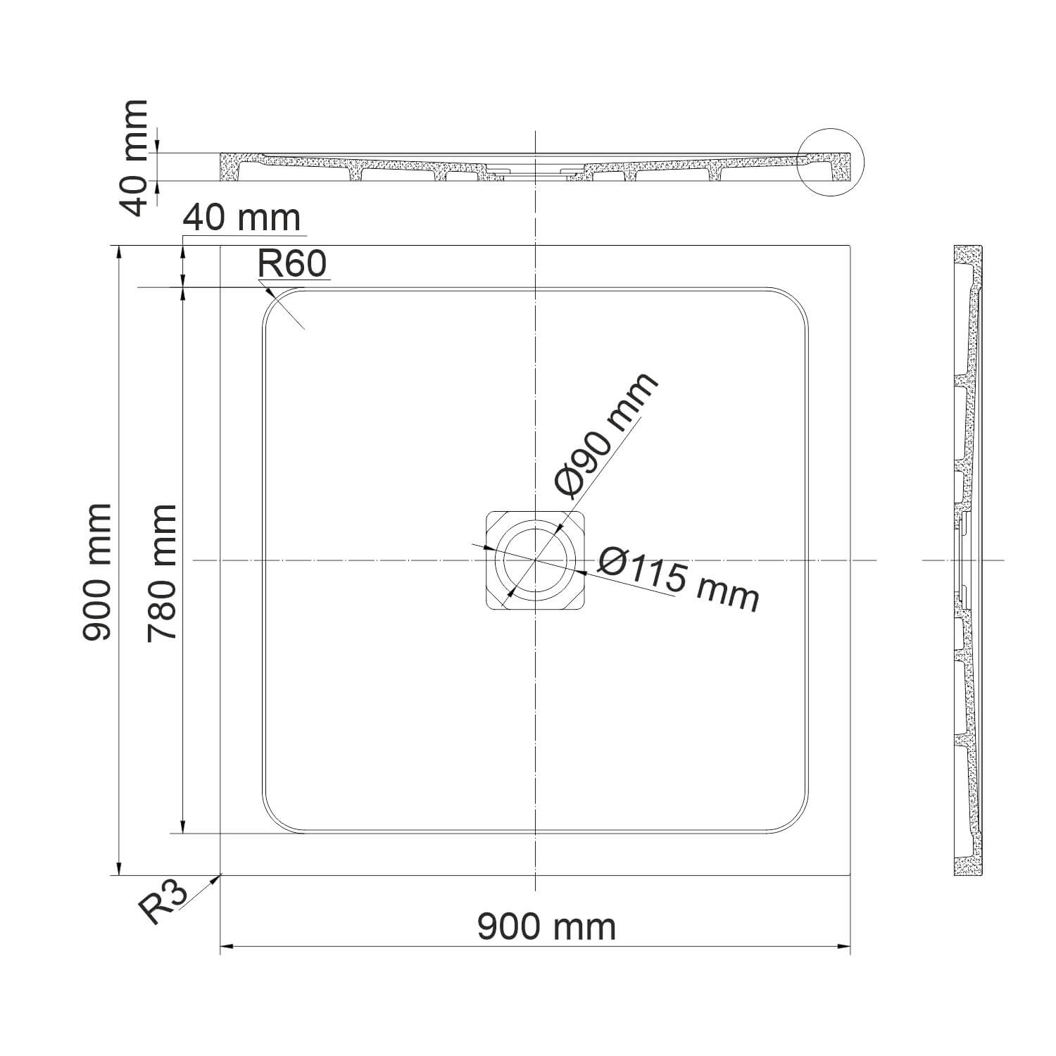 Душевой поддон Dinkel 58T03